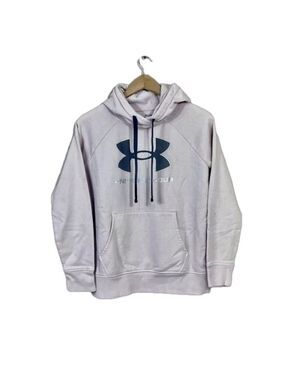 UNDER ARMOUR Womens Size S Loose Pink Fleece Hoodie Sweatshirt Logo